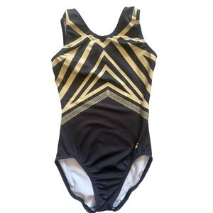 GK Elite South Dakota State Meet 2026 Gymnastics Leotard Black Gold Girls AXS